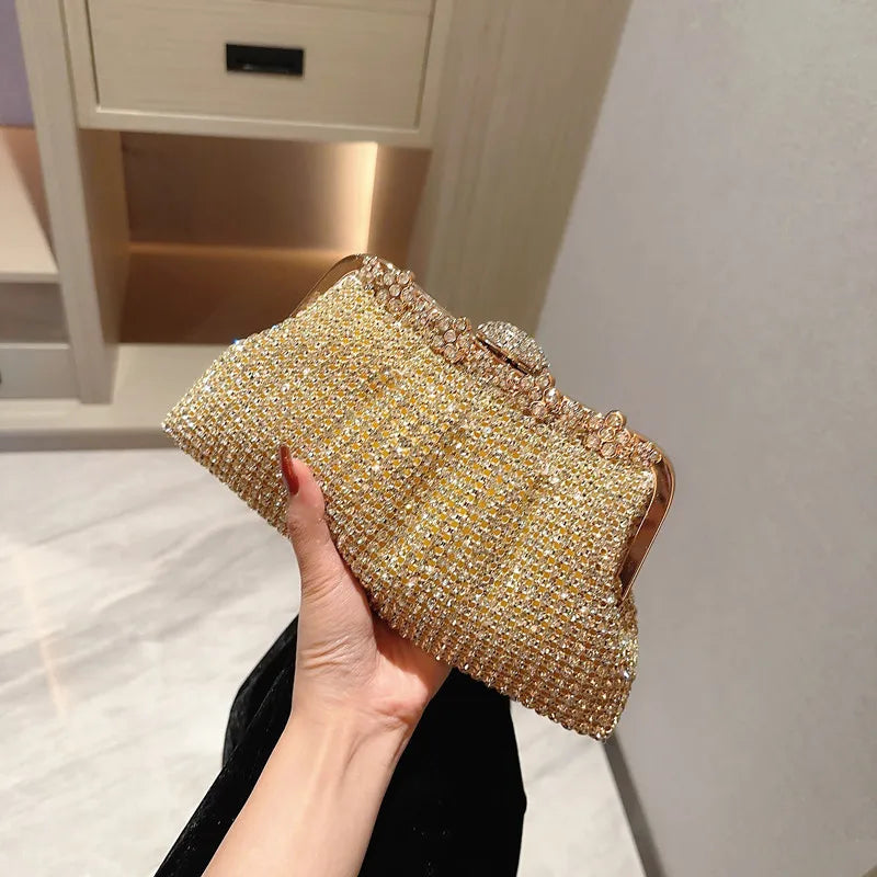 Crystal-Embellished Rhinestone Evening Clutch — Silver | KIMLUD