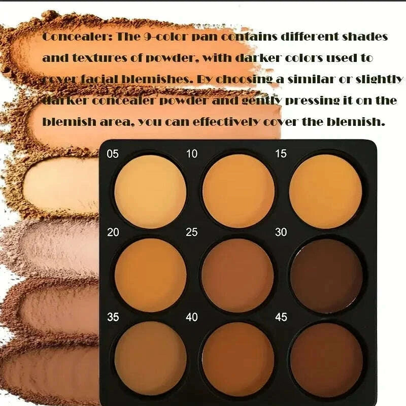 KIMLUD, Dark Skin Tone 9-in-1 Face Palette Waterproof Concealer 9 Shades Contour Bronzer Wheat Makeup Palette for Women, KIMLUD Womens Clothes