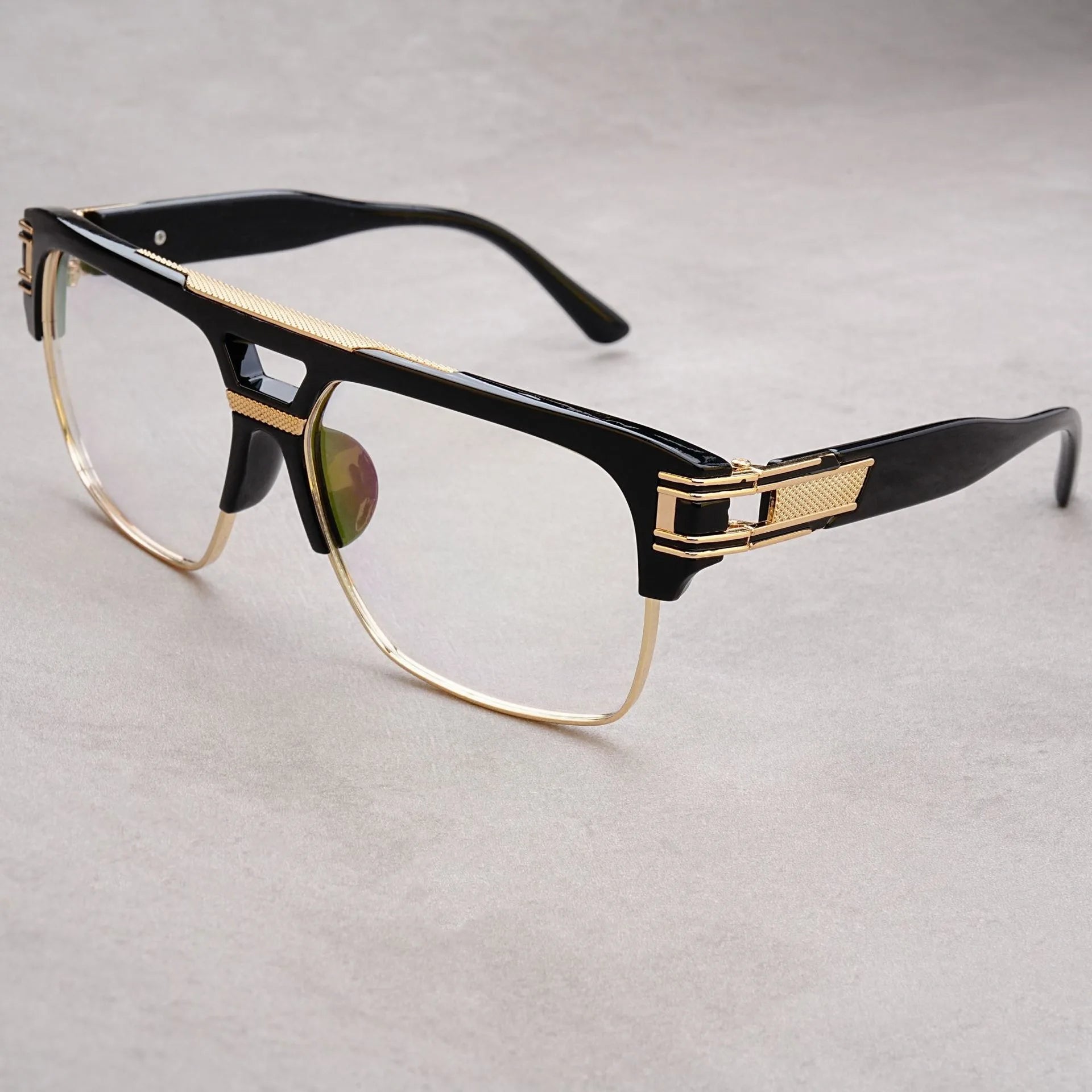 European And American Fashion Sunglasses Transparent Frame Glasses Cross Border Men And Women Retro Square Frame Sunshade Mirror