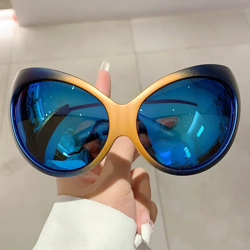 Oversized Plastic Cat Eye Sunglasses — Blue | KIMLUD
