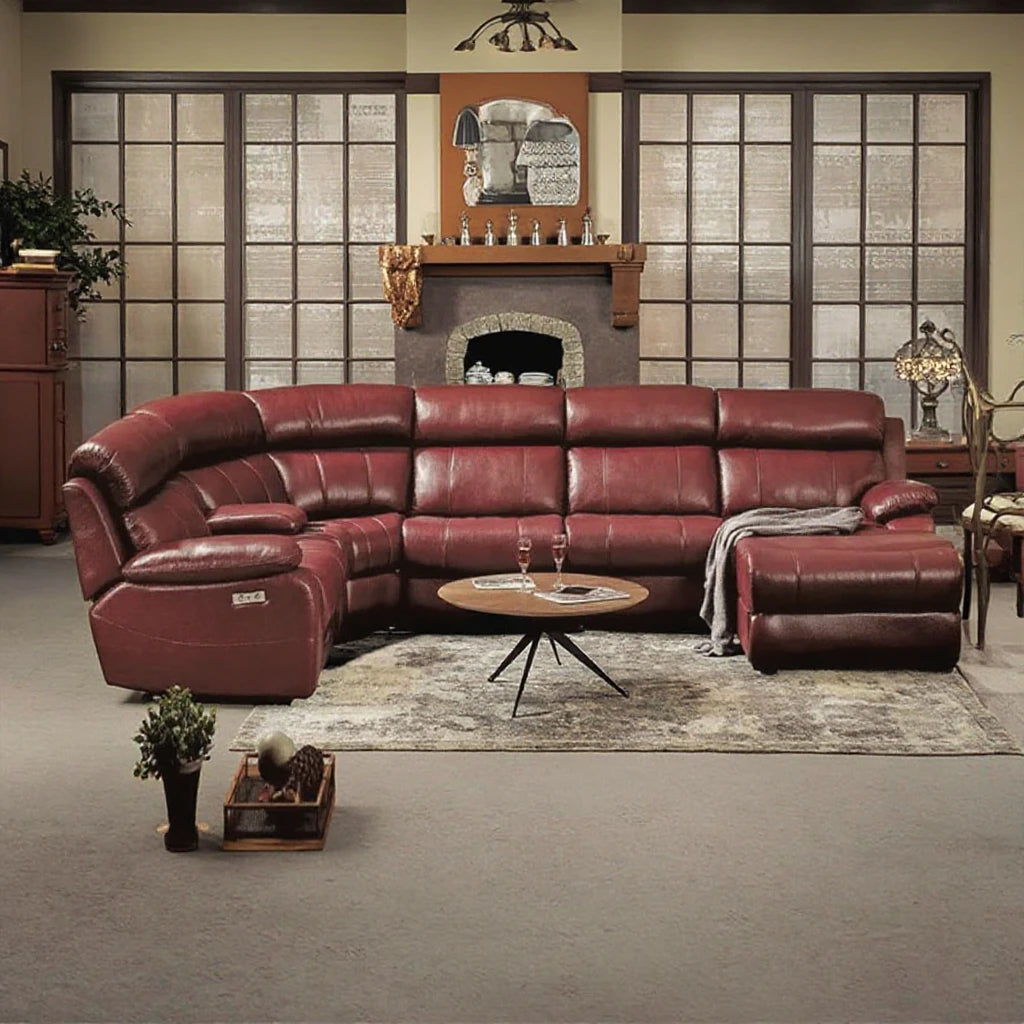 A Modern Luxury Extendable 7 Seater Recliner Sectional Sofa Set Italian L Shaped Recliner Corner Sofa for Living Room
