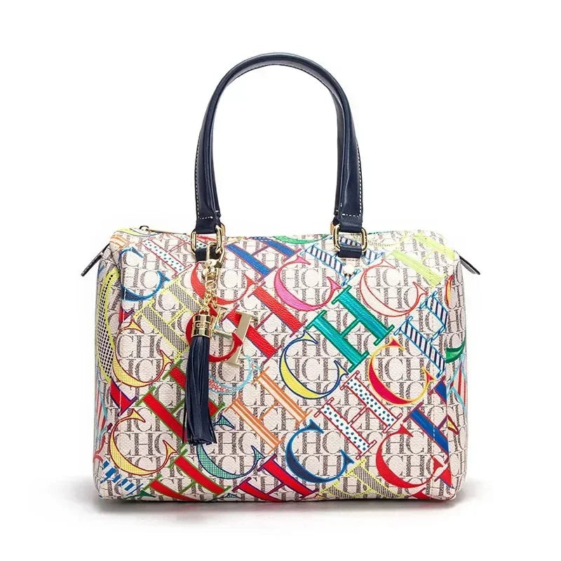 PVC Crossbody Bag Colorful Printed Monogram — Bronze | KIMLUD