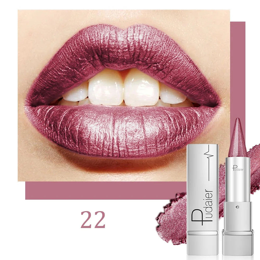 Lipstick - Waterproof Long-Lasting - Metallic Texture - Purple | KIMLUD