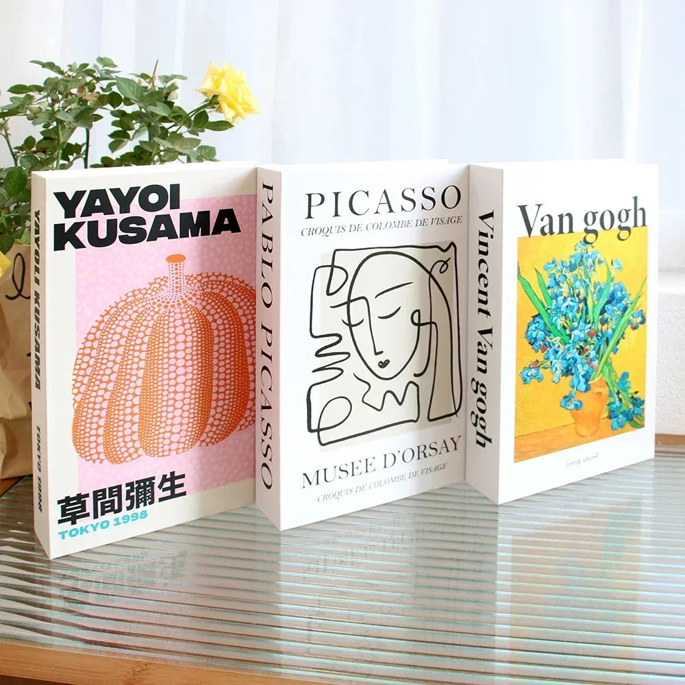 Foldable Faux Books Three-Piece Set for Couture Coffee Table Decor — Black | KIMLUD