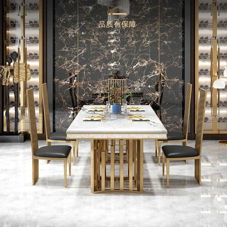 Gold Stainless Steel Frame Dining Set — Gold | KIMLUD