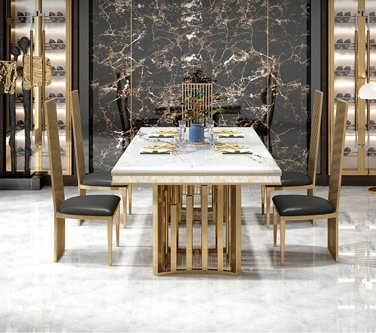 Gold Stainless Steel Frame Dining Set — Gold | KIMLUD