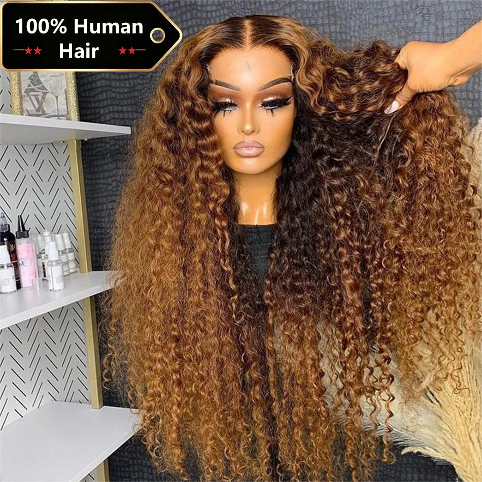 Lace Front Wig – 30 Inch – Deep Wave – Honey Brown Ombre | KIMLUD