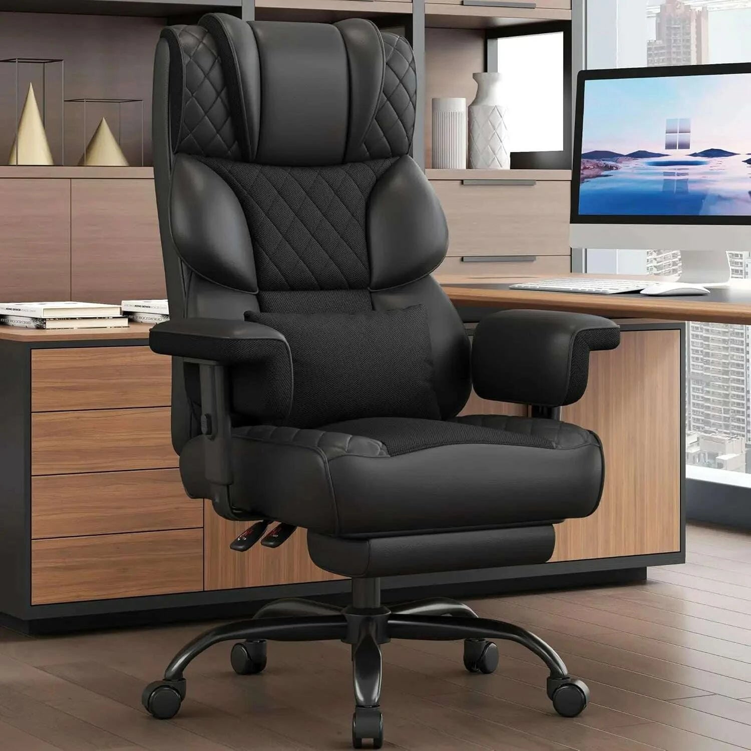 KIMLUD, Big and Tall Office Chair, Computer Chair with Soft Adjustable Armrests, Ergonomic High Back Gaming Chair with Lumbar Support, KIMLUD Womens Clothes