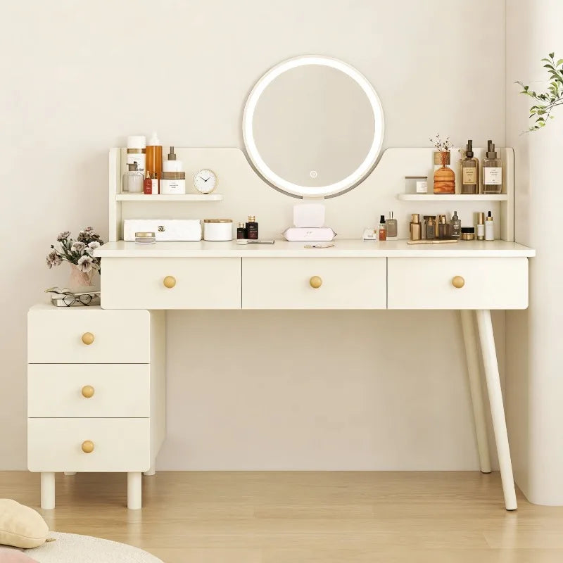 European Modern Vanity Table Bedroom Drawers Storage Mirror Dressing Table Comfortable Cosmetics Vestidores Trendy Furniture