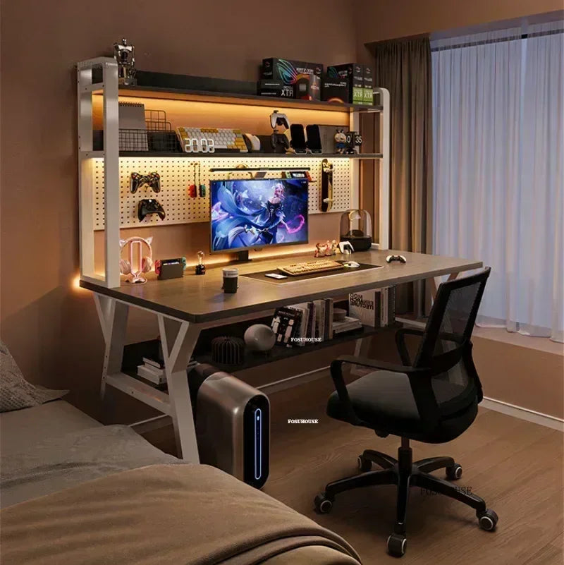 Nordic Desktop Computer Desks for Student Gaming Tables Bookshelf Integrated Creative Office Furniture Home Bedroom Study Desk