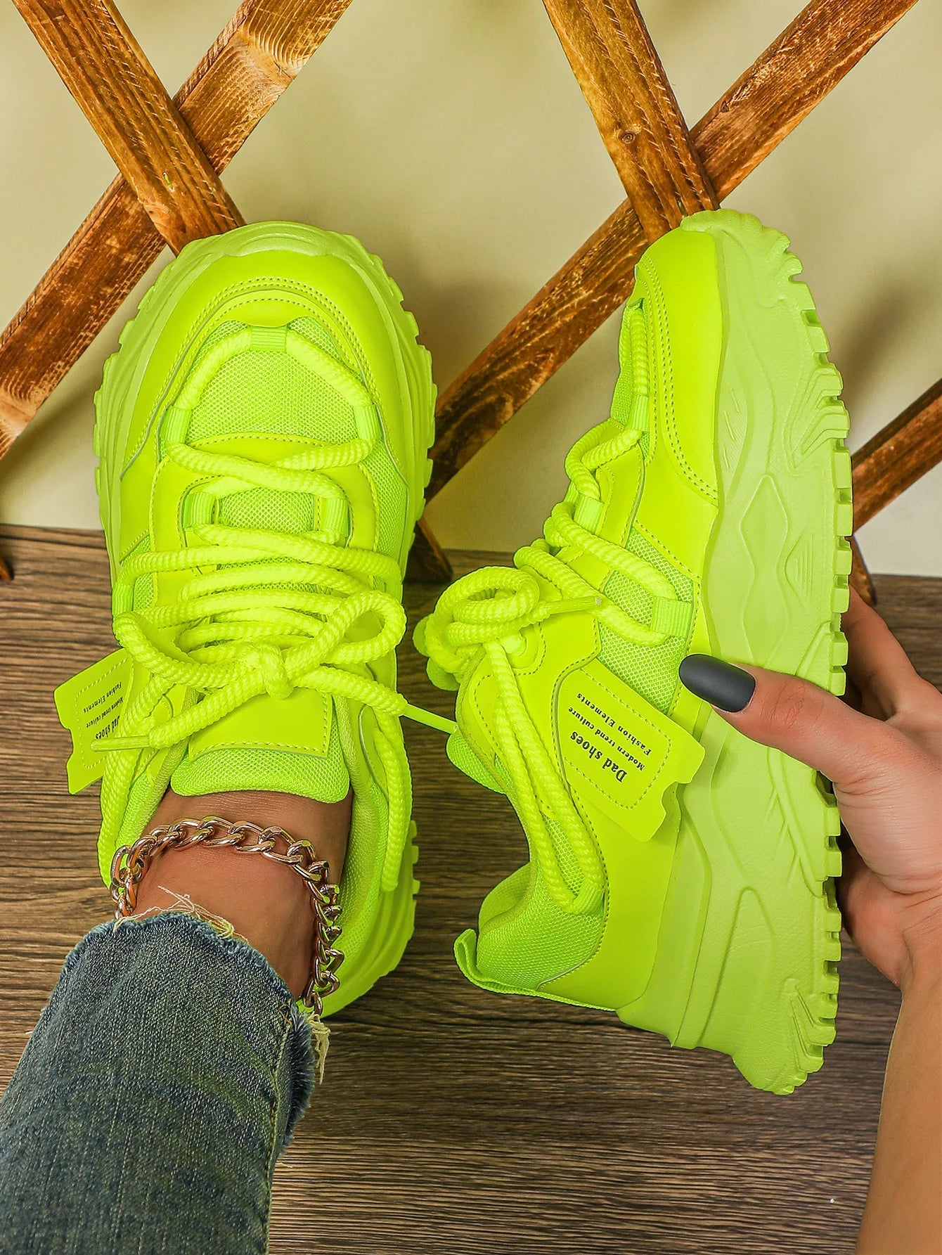 Platform Air Mesh Sneakers With Thick Sole — Yellow | KIMLUD