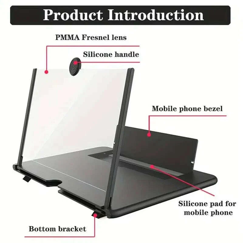 KIMLUD, Pull-Out Phone Screen Amplifier 10 12 Inch 3D HD Video Magnifier with Anti-Blue Light Foldable Lazy Stand for All Smartphones, KIMLUD Womens Clothes