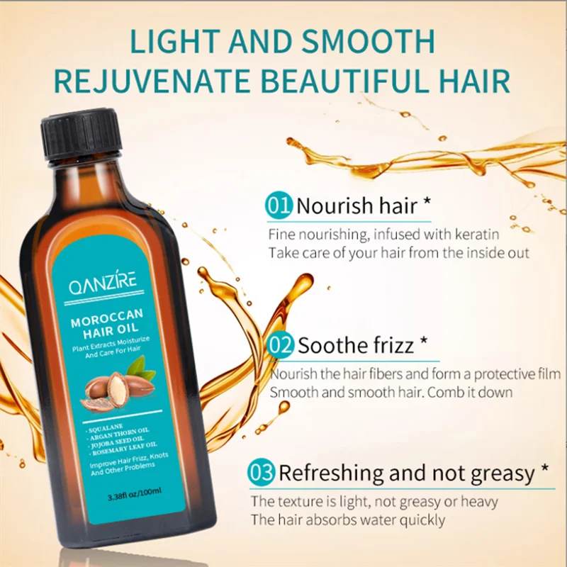 100ml Plant Morocco Argan Oil No-wash Hair Care Scalp Essential Oil For Repairing Dry Damage Hair Treatment - KIMLUD