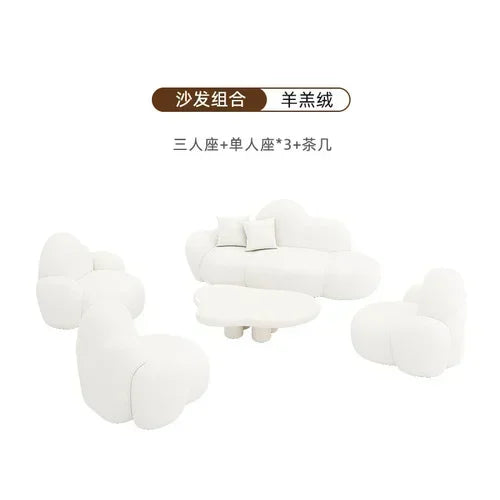 Lambswool Modern Sofa Mid Century Luxe Comfort Quiet Luxury Upholstery — White | KIMLUD