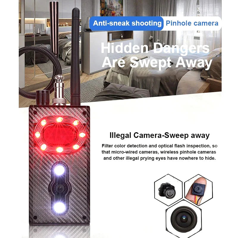 Anti Spy Detector RF Signal Scan Finder — Black | KIMLUD