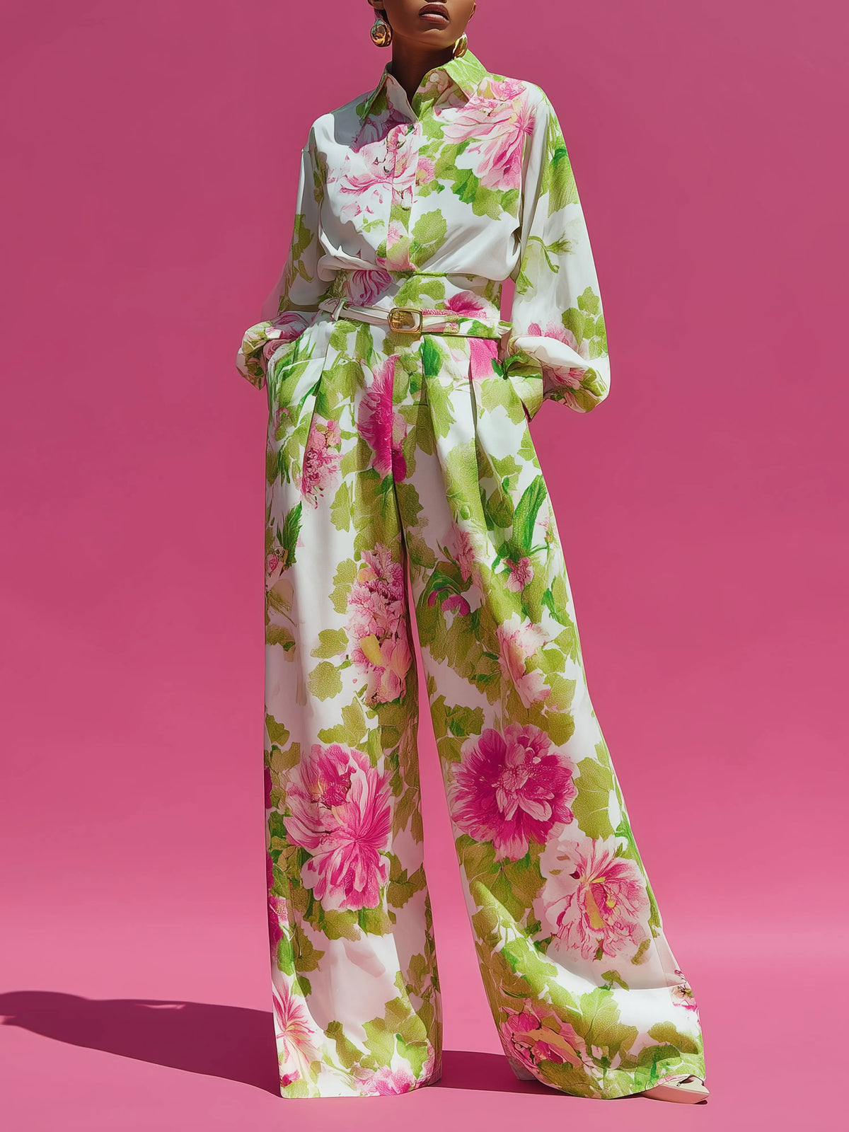 Two Piece Set – Flower Print – Broadcloth | KIMLUD