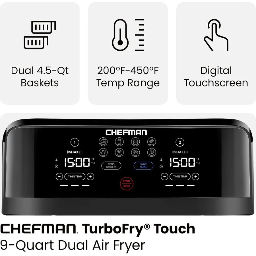 Stainless Steel Air Fryer Dual Basket One-Touch Controls — Silver | KIMLUD