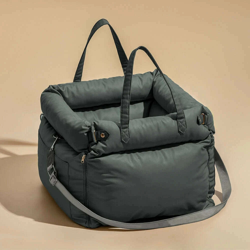 pet-outing-lathe-luxury-faux-leather-dog-car-seatcat-car-bedbooster-bed-pet-booster-car-seat-dog-cat-travel-seatkimlud-womens-fashion-34605336