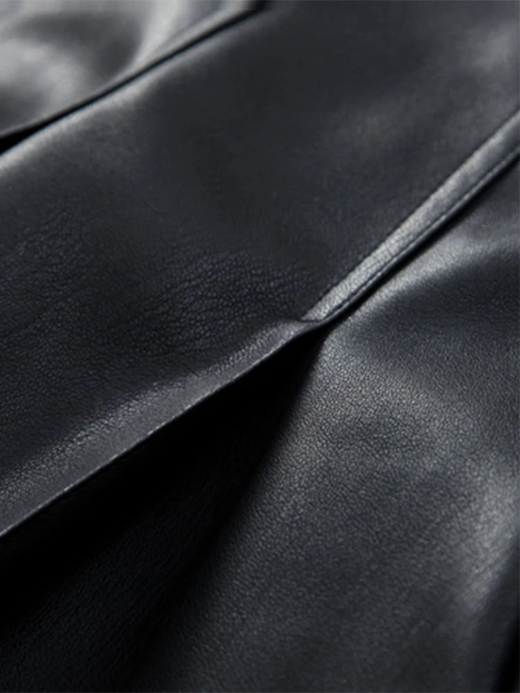 Coats & Jackets – Double Breasted – Faux Leather – Brown | KIMLUD