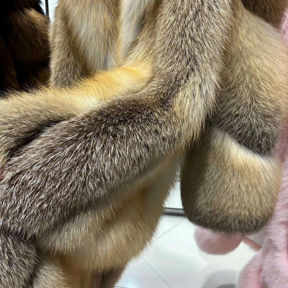 KIMLUD, YOLOAgain 2025 Winter Warm Long Luxury Real Fox Fur Jacket Coat Women 120cm length, KIMLUD Womens Clothes