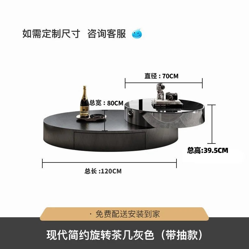 Italian Minimalist Coffee Table Unique Mechanism Round Aesthetic Side Table Simple Decoration Mesa Auxiliar Postmodern Furniture