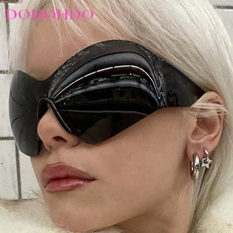 Sunglasses Oversized Punk Plastic Frame — Black | KIMLUD