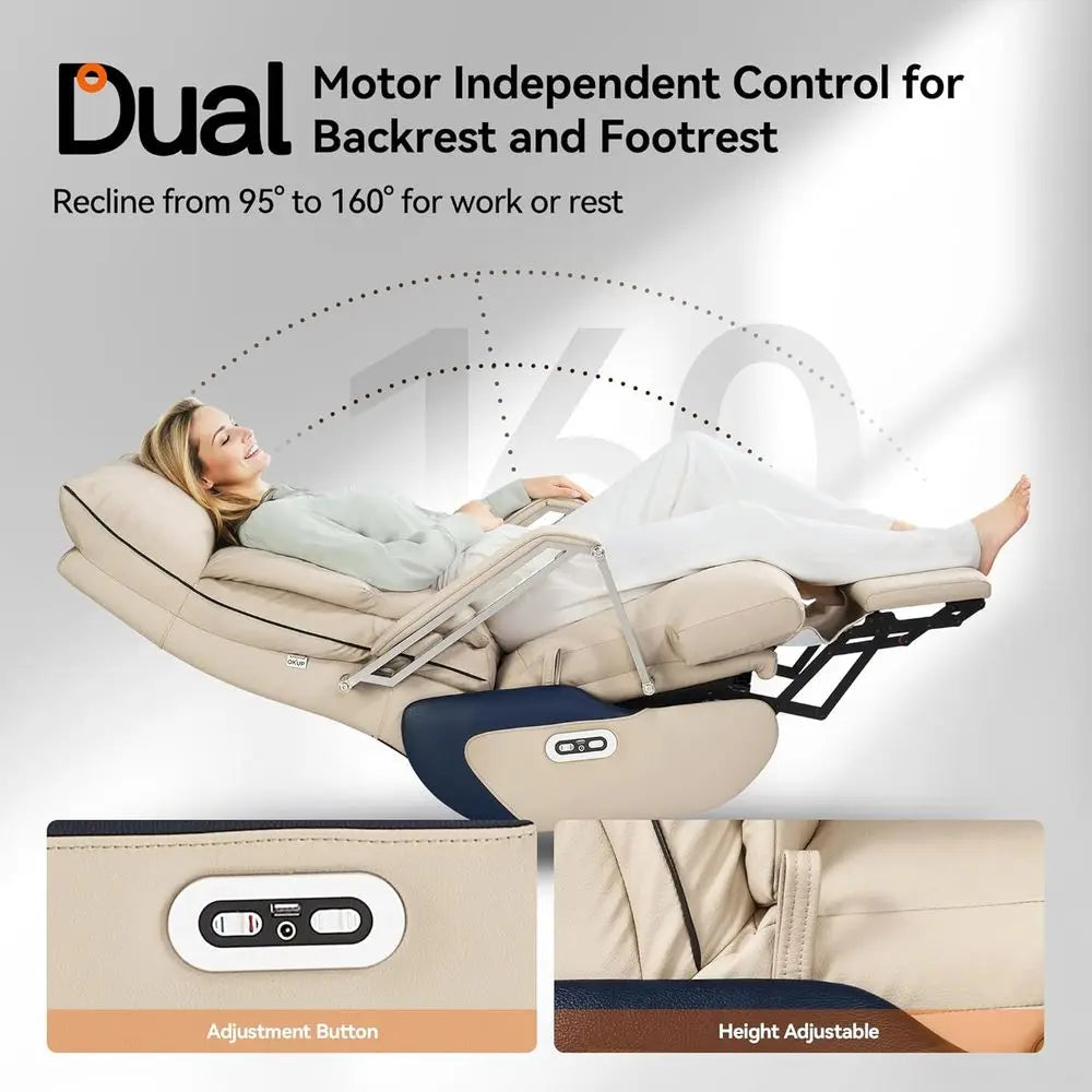 Bamboo Dual-Motor Executive Office Chair — Beige | KIMLUD