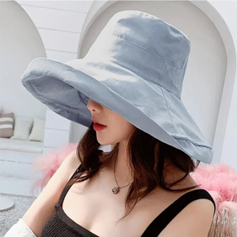 Handcrafted Luxe Cotton Solid Bucket Hat — Black | KIMLUD