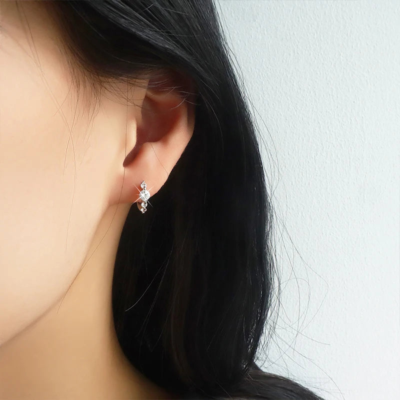 925 Sterling Silver Shiny Zircon Earrings Exquisite And Fashionable Temperament Earrings Wedding Luxury Jewelry Bridesmaid Gift