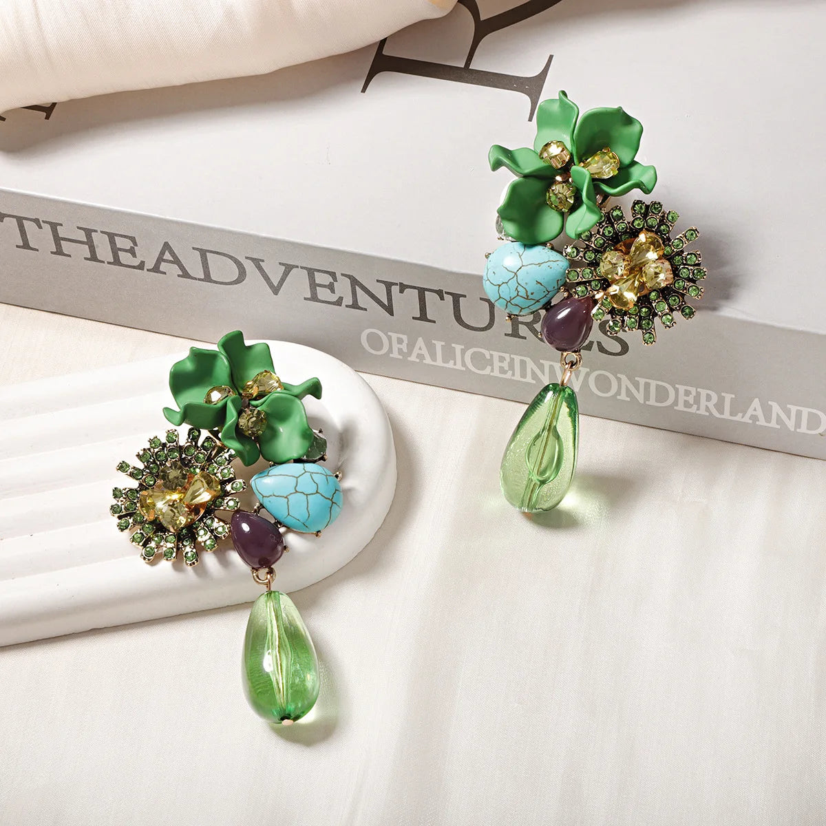 Geometric Zinc Alloy Earrings Water Drop Long — Clear | KIMLUD