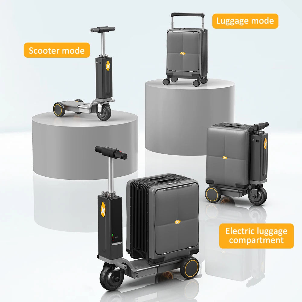 Aluminum Frame Carry-On Luggage Smart Rideable Electric — Carbon Black | KIMLUD