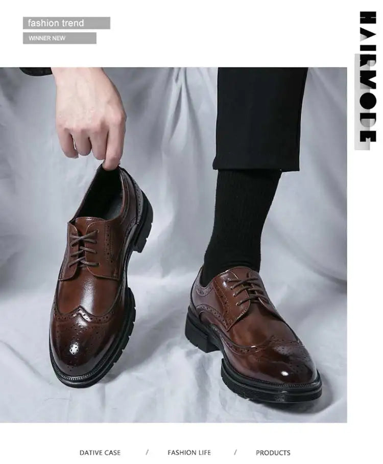 Handmade Men's Wingtip Oxford Shoes Black Leather Brogue Men's Formal Leather Shoes Classic Business Formal Men's Shoes Oxfords