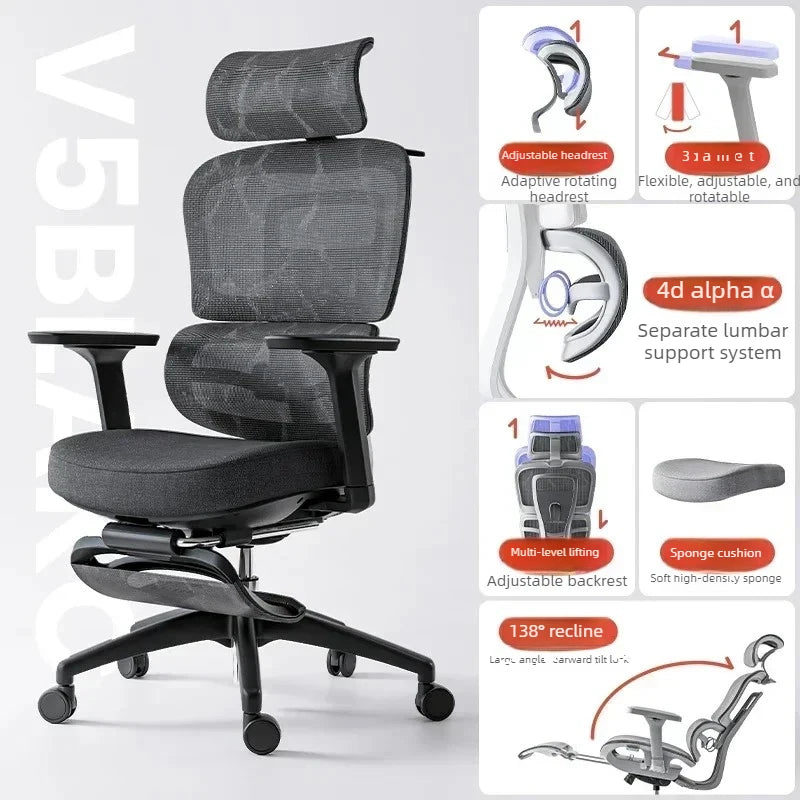 Ergonomic Mesh Office Chair With Wheels — Gray | KIMLUD
