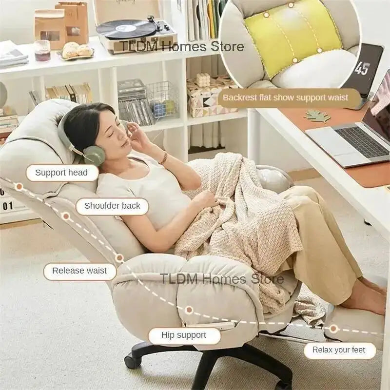 Faux Leather Gamer Chair Lift Recliner — Pale Ivory | KIMLUD