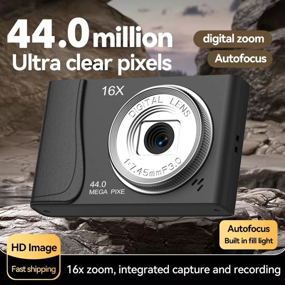 Matte Plastic Compact Camera 4K Digital — Black | KIMLUD