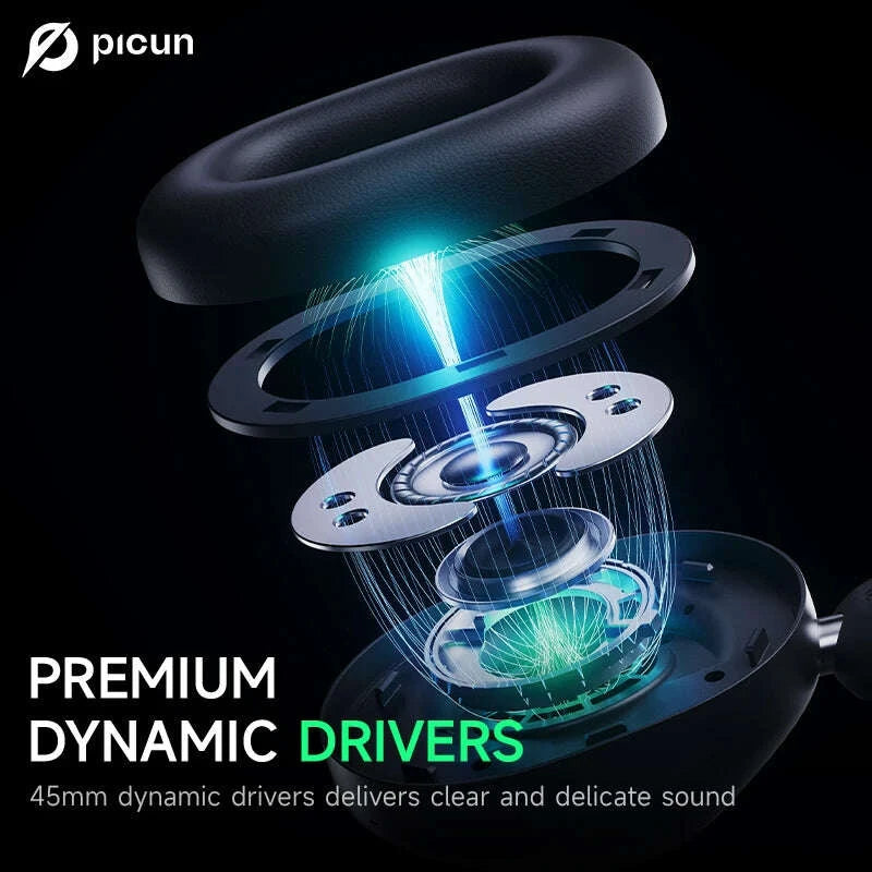 KIMLUD, Picun F6 Active Noise Cancelling Bluetooth Headset Hi-Res ANC Head Tracking 3D Audio Wireless Headphones APP Control Low Latency, KIMLUD Womens Clothes