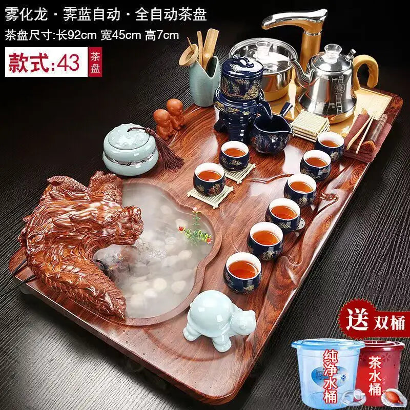Luxury Rectangle Tea Tray Hospitality Ceremony Serving Accessories Drainage Tea Tray Chinese Kung Fu Bandejas Home Decorationgs