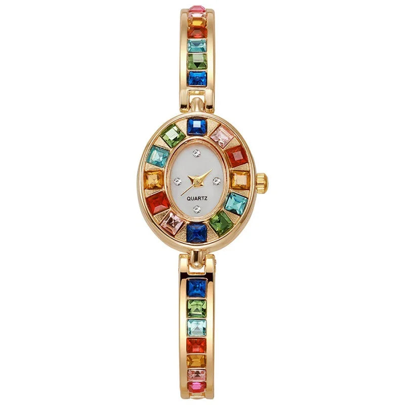 Rhinestone Watch Square Dial Bracelet Band — Crystal | KIMLUD