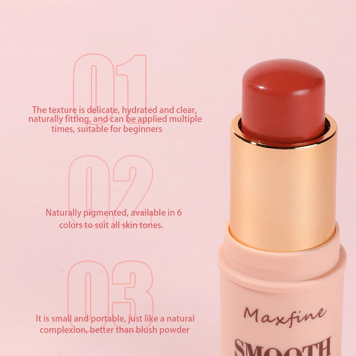 Sculpting Smooth Blush Stick With Natural Long Lasting Effect For Brightening And Universal Use On Eyeshadow And Lips