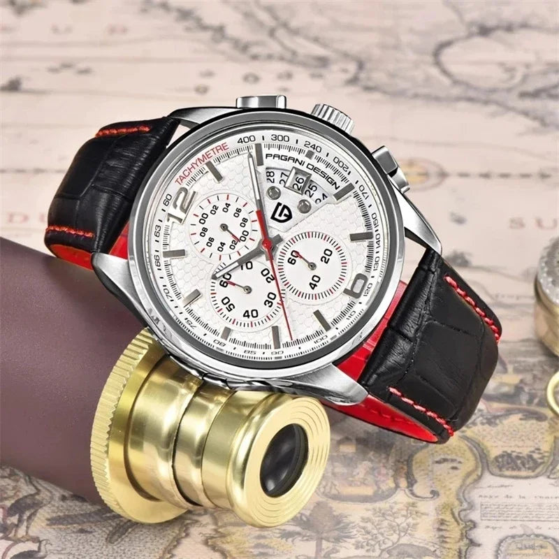 Premium Military Leather Quartz Watch — Black | KIMLUD