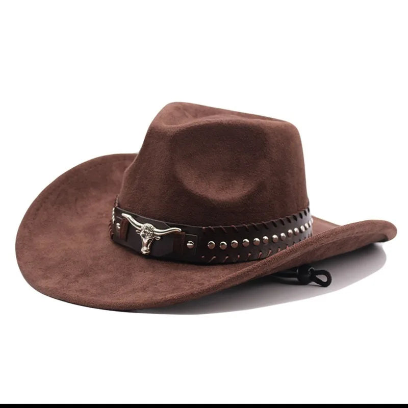 Felt Western Cowboy Hat With Bullhead Rivets — Sand | KIMLUD