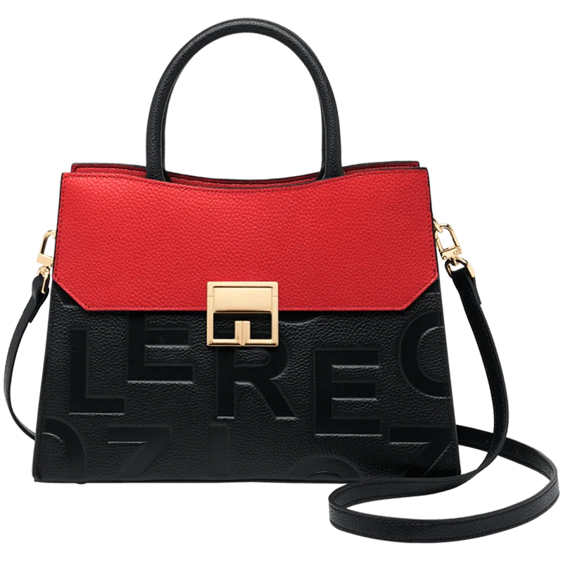 KIMLUD, ZOOLER 100% Genuine Leather Women's Handbags Red Cover Black Body Shoulder Messenger Bags Skin Ladies Purses Winter#YC355, KIMLUD Womens Clothes