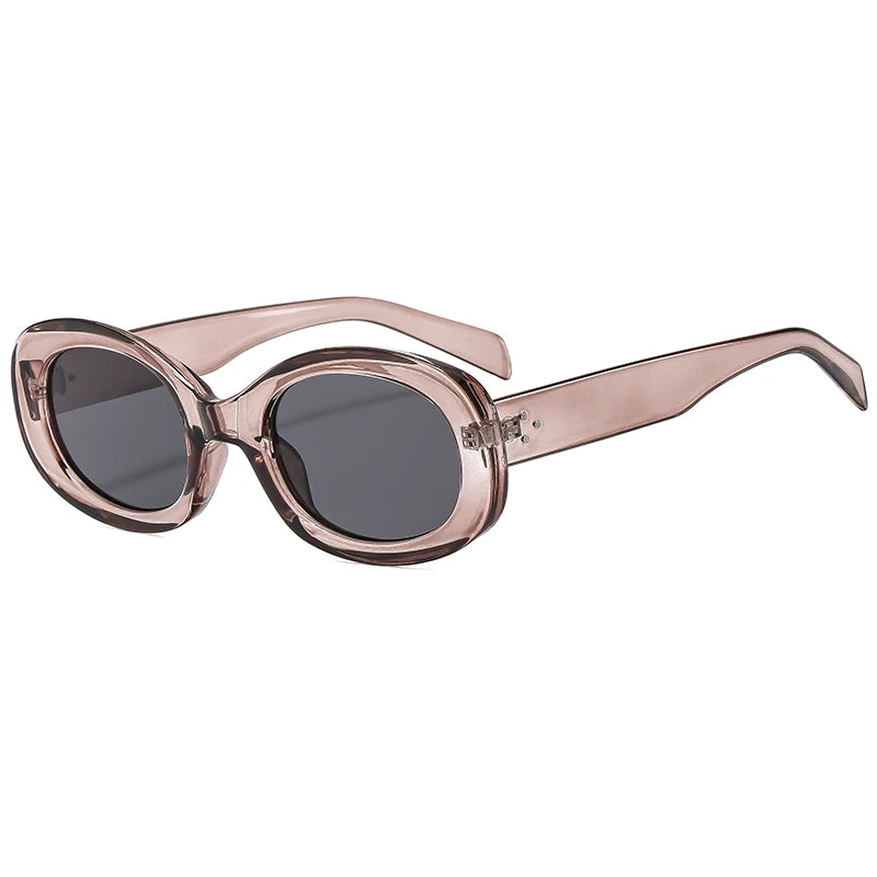 Oval Frame Sunglasses Plastic Retro Small — Black | KIMLUD