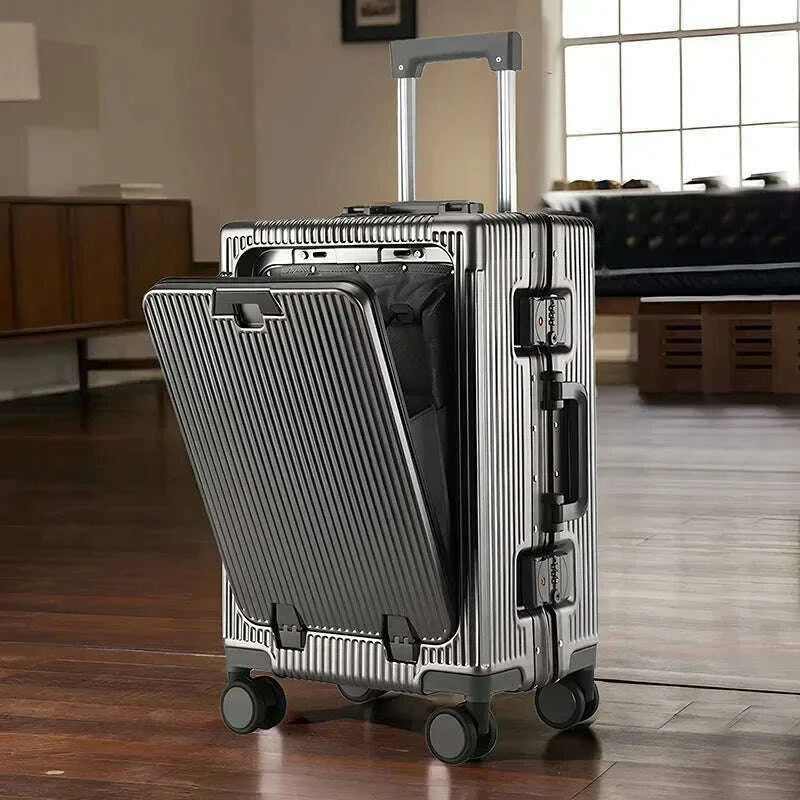 front-opening-large-capacity-rolling-luggage-case-aluminum-frame-trolley-case-usb-charging-boarding-suitcase-with-cup-holderskimlud-womens-fashion-34614724