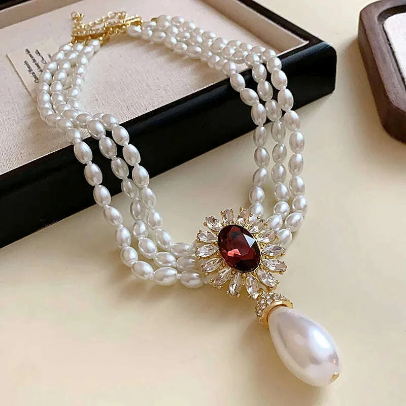 flower-inlaid-rhinestone-drop-pearl-necklace-earring-set-french-style-clavicle-chain-light-luxury-jewelry-sets-for-womenkimlud-womens-fashion-34624401