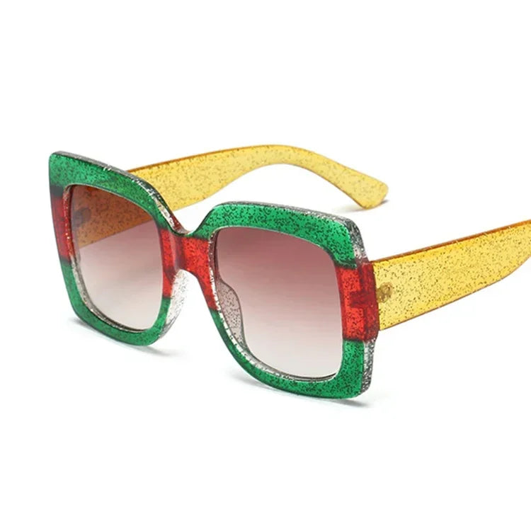 Oversized Glitter Plastic Sunglasses — Multicolor | KIMLUD