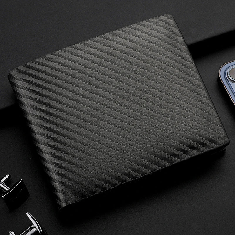 Men's wallet new carbon fiber multi slot zipper change bag card bag wallet men's short version