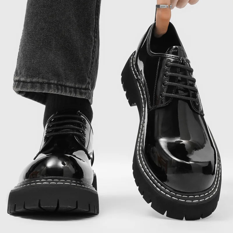 Derby Shoes – Platform Derby – Leather – Men Casual Dress | KIMLUD