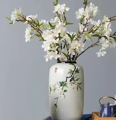 Chinese Ceramic Vase Decoration Living Room Entrance Floral Home Hydroponic Simple round Housewarming Gift Flower