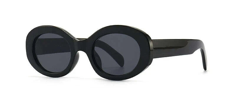 KIMLUD, Elegant Oval Sunglasses For Women Vintage Ins Popular Small Round Black Sunglasses Luxury Brand Designer Shades UV400 Oculo, KIMLUD Womens Clothes